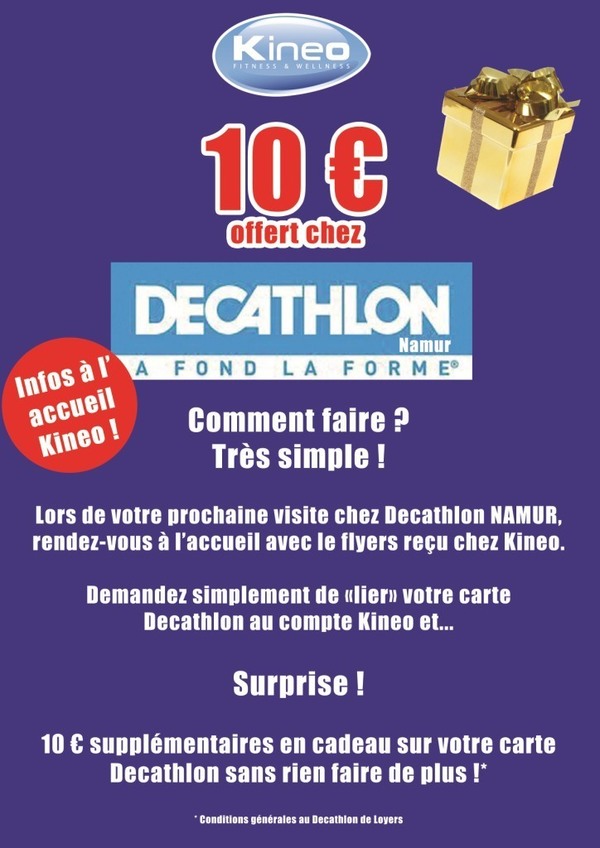 Recevez 10 euros en cadeau au Decathlon Namur !