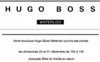 Hugo Boss Waterloo : Ouvert ces dimanches de fin d'année !